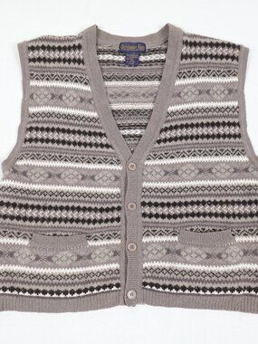 Vintage The Bay Christopher Rand Lambswool Silk Knit Sweater Vest Men's Large